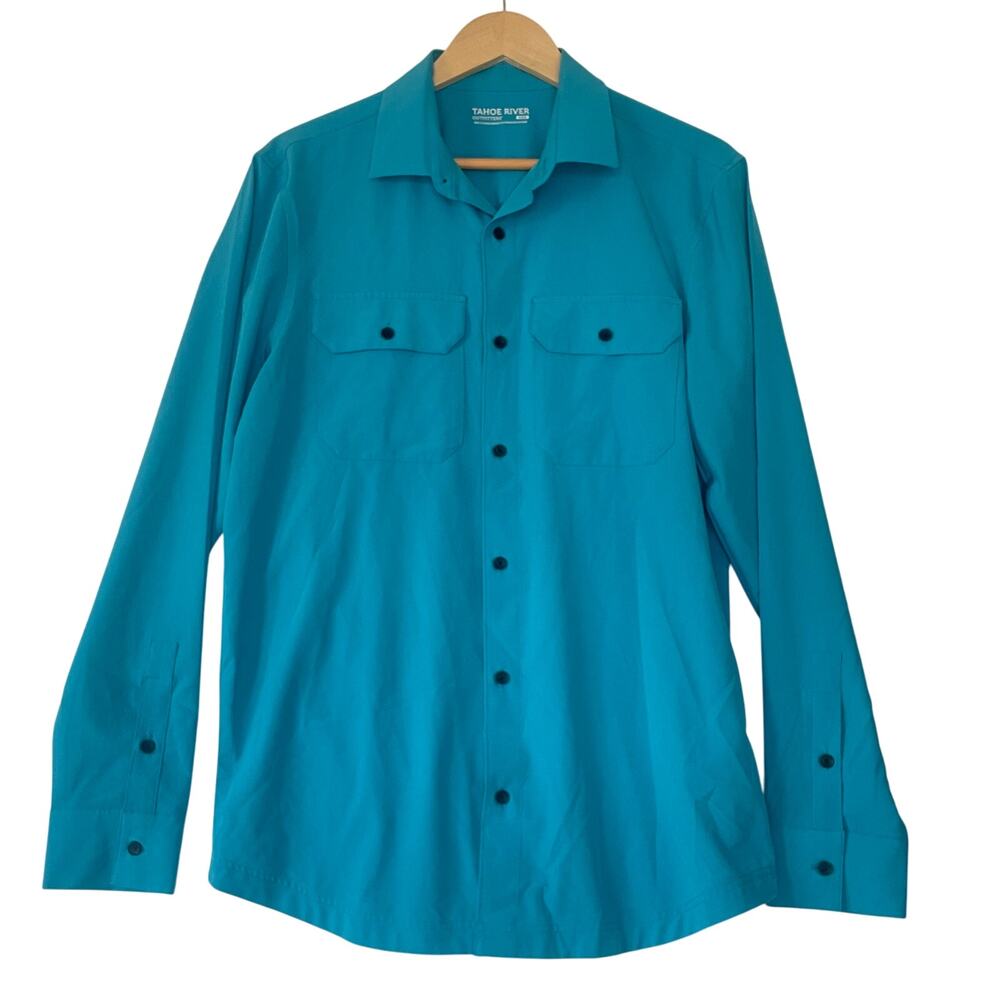 Mens Outdoor Button Up Shirt Long Sleeve Tahoe Fishing Hiking Golf Size Medium